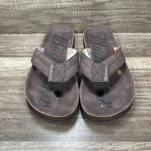 Budweiser Flip Flops Brown Mens US Size 8 Sandals (also Womens 10) - Picture 2 of 8